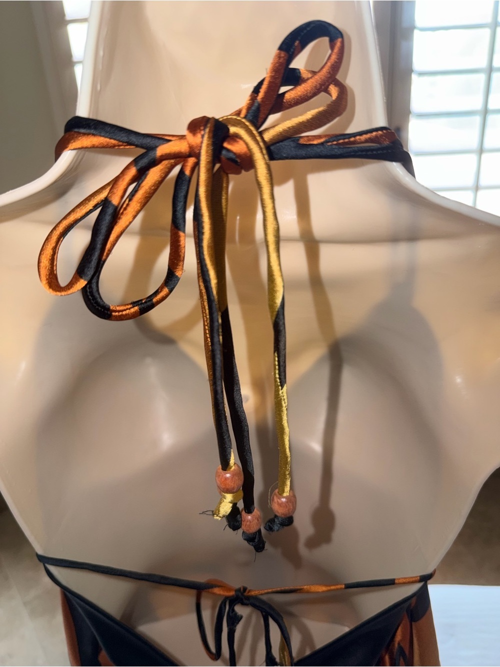 Y2K Black & Burnt Orange Satin Halter Dress - Picture 12 of 16